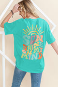 Mint Green SUNSHINE ON MY MIND Letter Print Tee