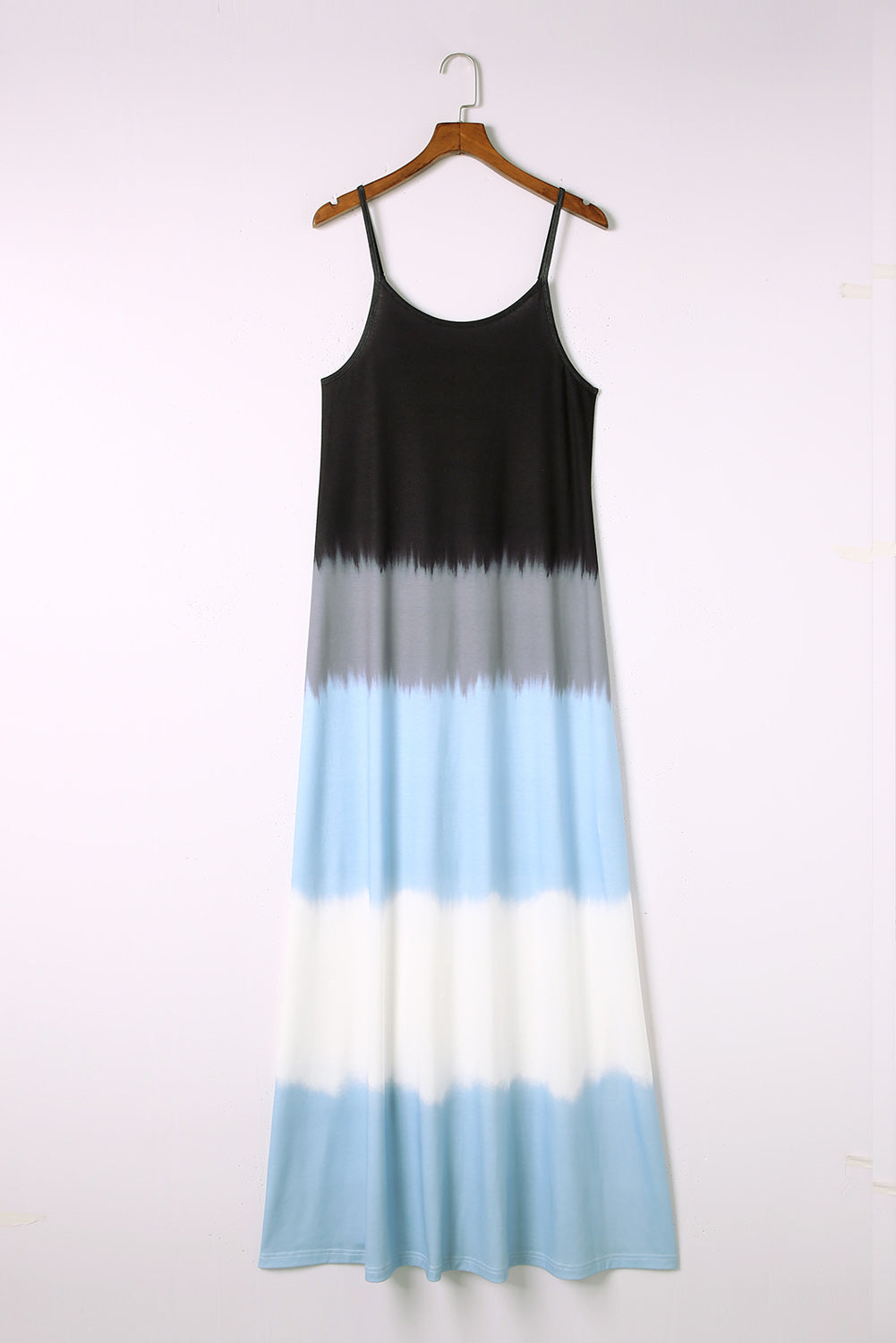 Wholesale Sky Blue Tie Dye Spaghetti Strap Slit Maxi Dress