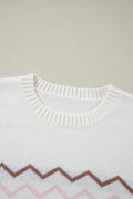 White Christmas Tree Wavy Striped Drop Sleeve Sweater