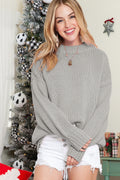 Light Grey Chunky Knit Turtle Neck Drop Shoulder Sweater