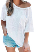 White Exposed Seam Loose Fit T-shirt