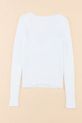 White Basic Cable Crossed V Neck Sweater