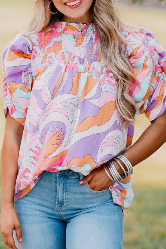 Apricot Plain Textured V Neck Layered Flutter Sleeve Blouse