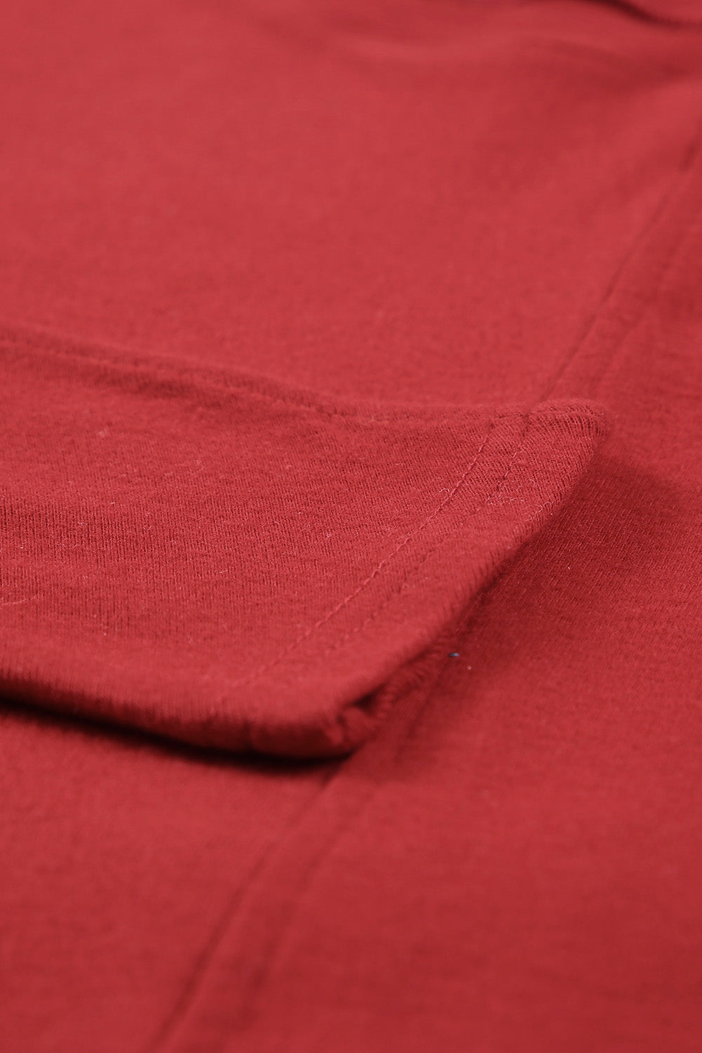 Red Basic Solid Color Seam Long Sleeve Top