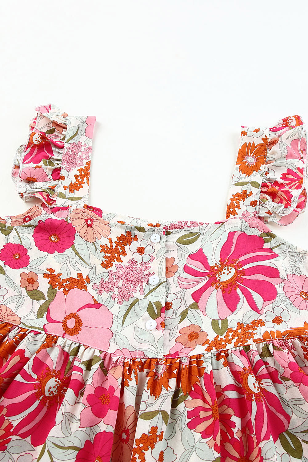 Multicolor Floral Print Flowy Flutter Sleeveless Shirt