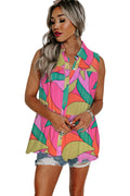 Multicolor Abstract Geometric Print Sleeveless Shirt