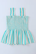 Striped Print Smocked Peplum Sleeveless Shirt