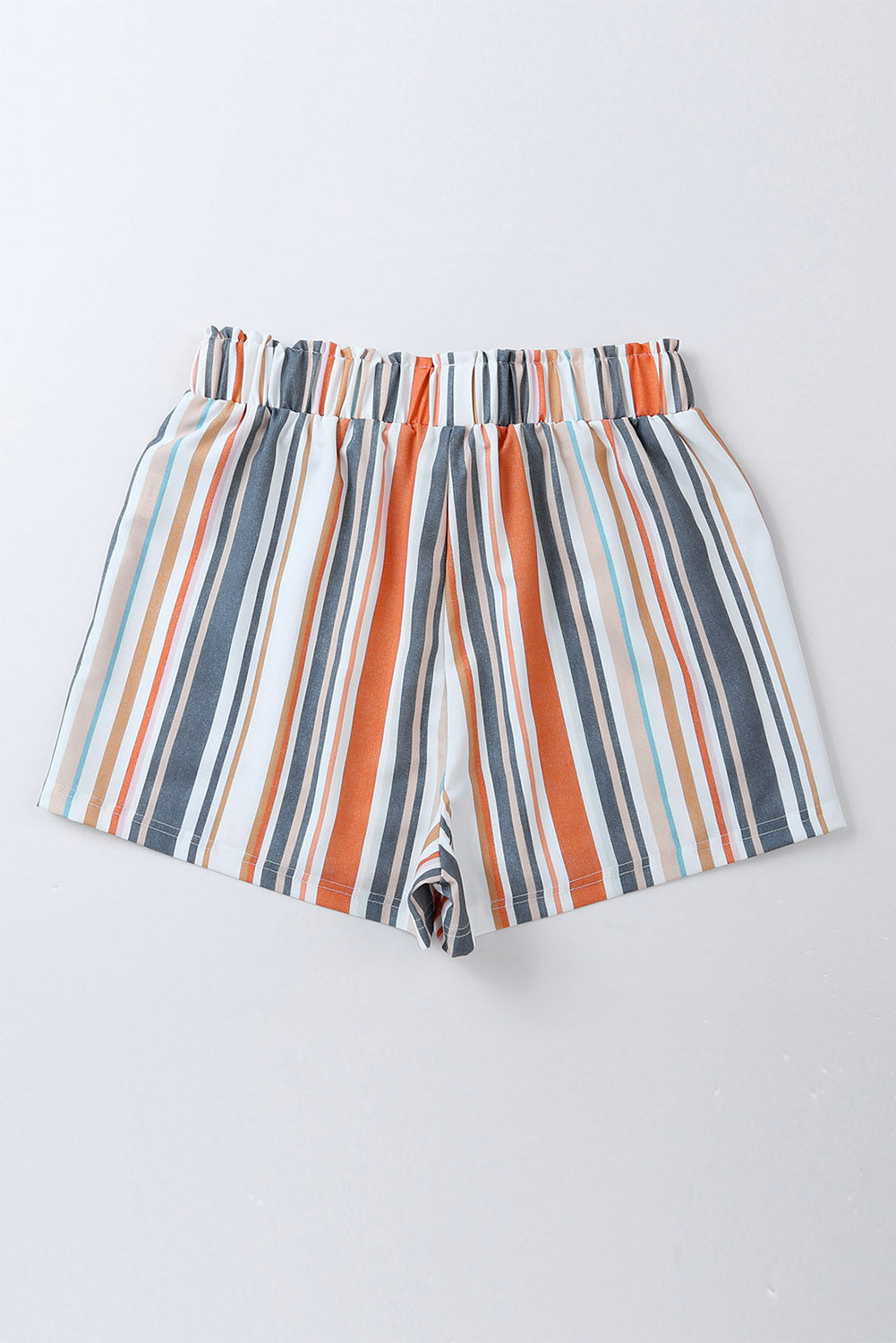 Stripe Vintage Washed Elastic Waist Shorts