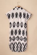 Black Abstract Print Split Maxi Cover Up