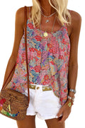 Multicolor Floral Print Spaghetti Straps Sleeveless Top