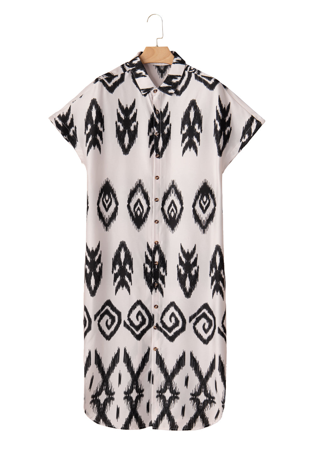 Black Abstract Print Split Maxi Cover Up