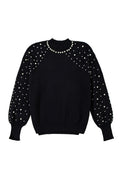 Black Pearl Beaded Bishop Sleeve Sweater