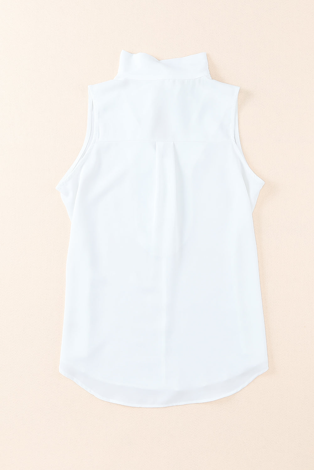 White Bow Tie V Neck Casual Sleeveless Shirt