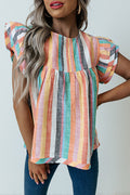 Multicolor Stripes Print Casual T Shirt Summer Dress