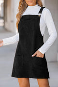 Cinnamon Corduroy Front Pockets Overall Dress