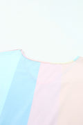 Multicolor Striped Rainbow V Neck Short Sleeve Tiered Dress