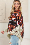 Multicolor Geometric Pattern Striped Long Sleeve Top