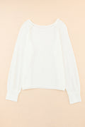 White Plain Raglan Sleeve Casual Pullover Sweater