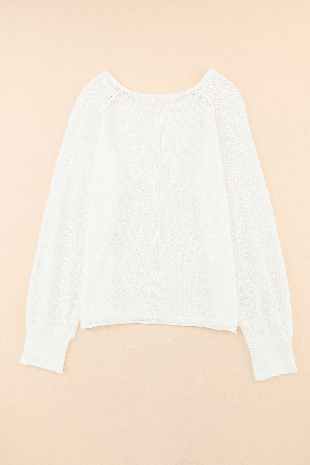 White Plain Raglan Sleeve Casual Pullover Sweater