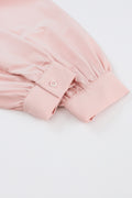 Pink Casual Stand V Neck Short Frill Dress