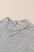 Light Grey Chunky Knit Turtle Neck Drop Shoulder Sweater