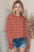 Striped Print Casual Long Sleeve Pullover Top