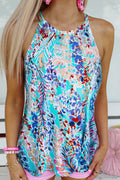 Wholesale Multicolor Abstract Print Boho Sleeveless Halter Top