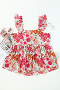 Multicolor Floral Print Flowy Flutter Sleeveless Shirt