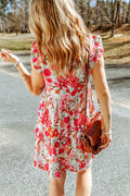 Floral Print Casual Ruffled Sleeveless Tiered Short Dress