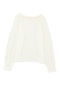 White Plain Raglan Sleeve Casual Pullover Sweater