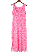 Rosy Leopard Print Side Slits Casual Sleeveless Dress