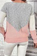 Pink Stripe Patchwork Clashing Colours Long Sleeve Sweater