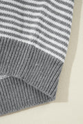 Brown Stripe Twisted Knitted Drop Shoulder Sweater