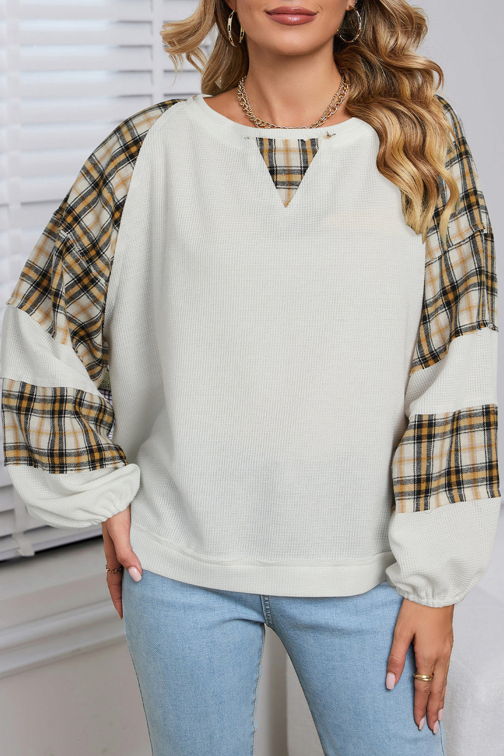 Rose Striped Color Block Splicing Long Sleeve Shirt