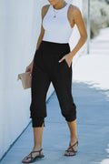 Black Casual Pocketed Tapered Elastic Waist Joggers