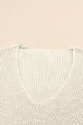 Pink Basic Ribbed Knit V Neck Sweater