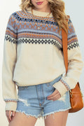 Multicolor Geometric Pattern Pullover Sweater