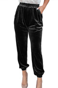 Black Vintage Pocket Velvet Jogger Pants