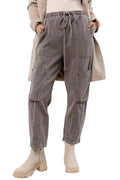 Gray Acid Wash Multi Pocket Drawstring Waist Pants