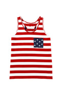 Red and White Stripes Sleeveless Racerback Tank