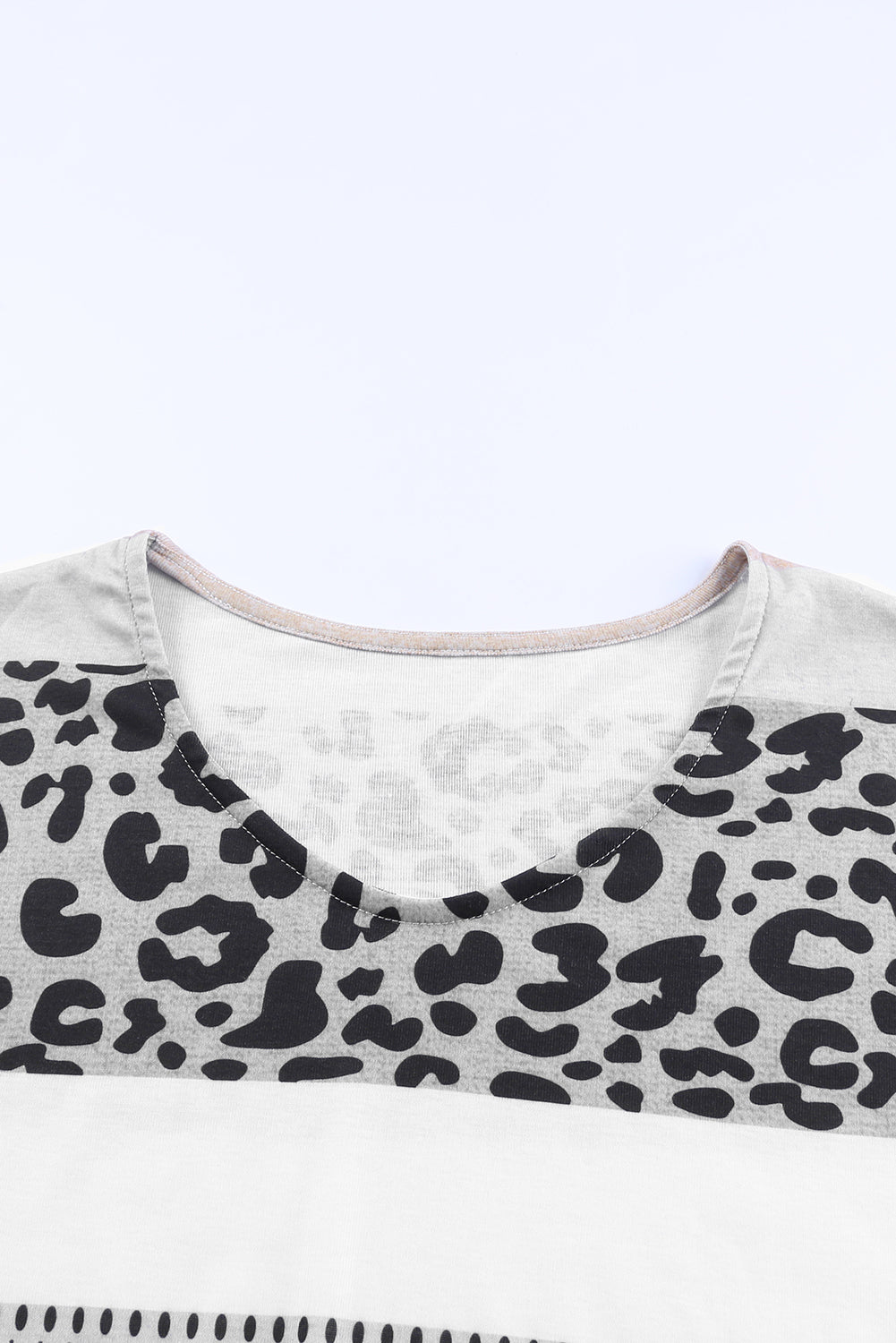 Leopard Print Color Block Pullover Long Sleeve Top