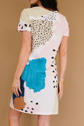 Tie Dye and Spotted Print Color Block Casual T Shirt Summer Dress