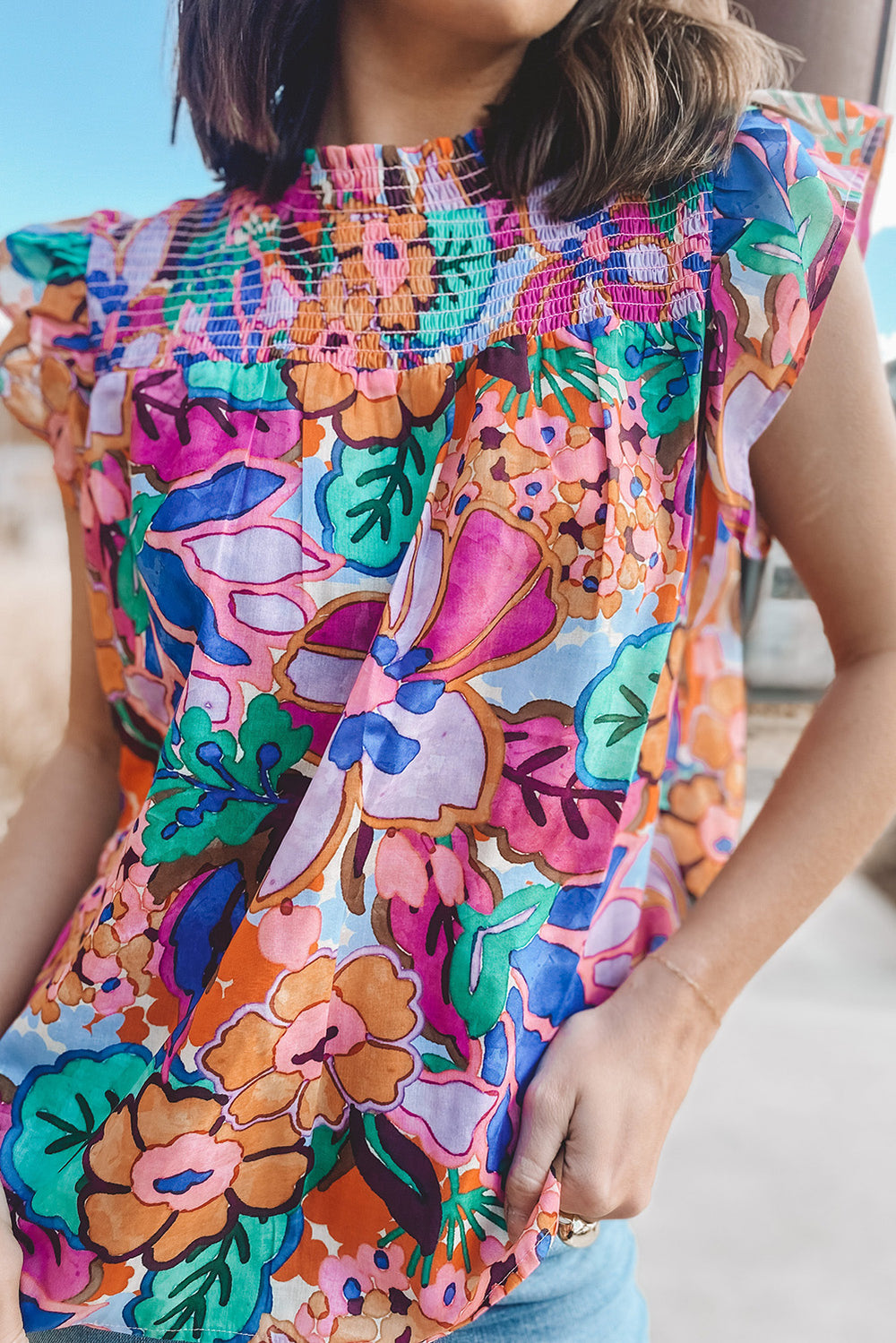 Pink Bow Print Contrast Trim Short Sleeve Knit Tee