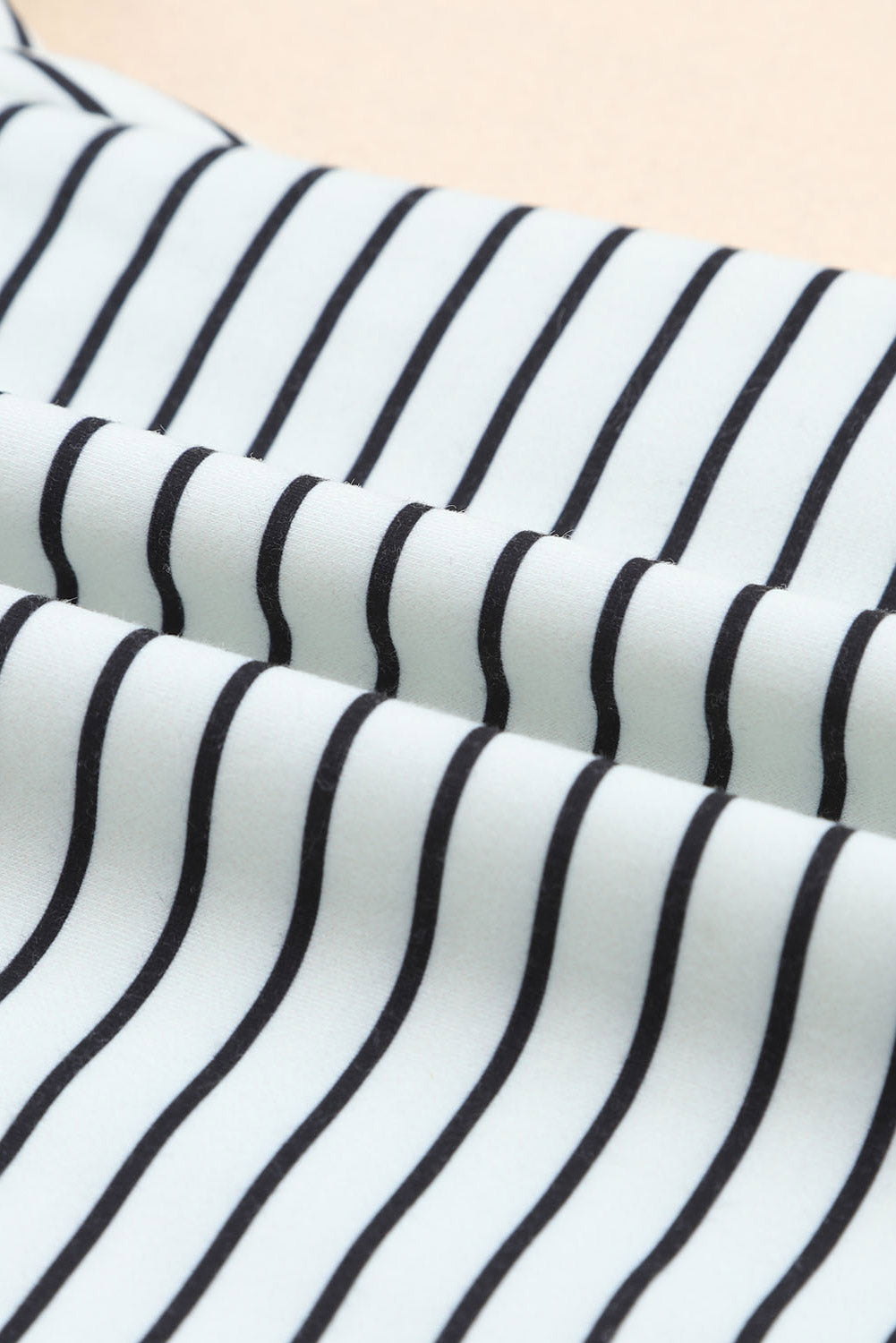 White and Black Striped Grommet Collared Thumbhole Long Sleeve Top