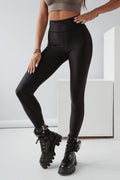 Black Criss Cross Tummy Control High Waisted Leggings