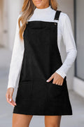 Cinnamon Corduroy Front Pockets Overall Dress